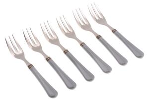 GIULIETTA 6 Piece Dessert Forks in 18/10 Stainless Steel with 1.5 mm Thick Coloured Grey Methacrylate Handle