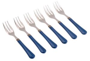 GIULIETTA 6-piece Dessert Fork Set in 18/10 Stainless Steel with 1.5 mm Thick Blue Acrylic Handle