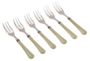 GIULIETTA 6-Piece Dessert Fork Set in 18/10 Stainless Steel with 1.5 mm Thick Coloured Methacrylate Handle in Green