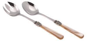 Elena 2 Piece Salad Cutlery Set in 18/10 Stainless Steel with 1.5 mm Thick Champagne-Coloured Methacrylate Handle