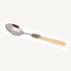 ELENA Table Spoon Set of 6 table spoons in 18.10 AISI430 stainless steel Dimensions: 26 cm handle in Polymethylmethacrylate PMMA with metal ring dishwasher safe ivory colour name: elena