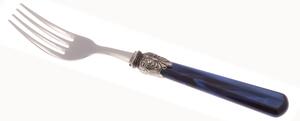 ELENA Table Fork Set of 6 Pieces in 18.10 AISI430 Steel Length 26 cm Handle in Polymethylmethacrylate PMMA with Metal Ring Dishwasher Safe Blue