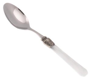 Penelope Coffee Spoon Set of 6 Pieces in 18.10 Stainless Steel Length 26 cm Handle in PPMA Dishwasher Safe Colour White Name: penelope