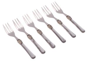 Penelope Dessert Forks Set of 6 Pieces in 18/10 Stainless Steel with 2.5 mm Thick Grey Coloured Methacrylate Handle