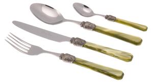 4-Piece Penelope Cutlery Set in 18/10 Stainless Steel with 2.5 mm Olive Green Acrylic Handle
