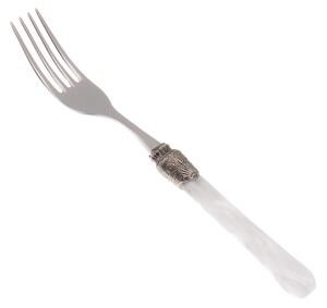 Penelope Model Table Fork 6-Piece Set in 18.10 Stainless Steel Length 26 cm PPMA Handle Dishwasher Safe White Colour