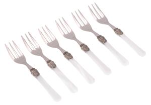 Penelope Dessert Forks Set of 6 Pieces in 18/10 Stainless Steel with 2.5 mm Thick White Coloured Methacrylate Handle