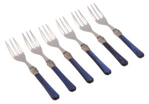 Penelope 6 Piece Dessert Forks Set in 18/10 Stainless Steel with 2.5 mm Thick Blue Acrylic Handle