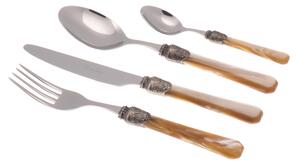 Penelope Colourful Cutlery Set 24 Pieces in 18/10 Stainless Steel with 2.5 mm Thick Acrylic Handle in Ivory Colour