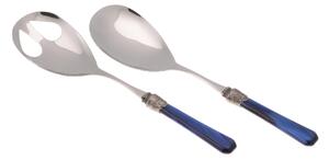 Penelope Salad Cutlery Set, 2 Pieces, 18/10 Stainless Steel with 2.5 mm Thick Blue Methacrylate Handle