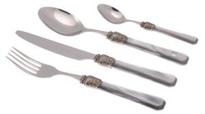 Penelope Coloured Cutlery Set 24 Pieces in 18/10 Stainless Steel with 2.5 mm Thick Grey-Coloured Methacrylate Handle