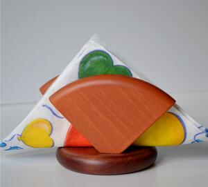 Linden Wood Napkin Holder VELA 10xh9.5 cm Handmade in Bergamo Italy Mahogany Paprika Colour