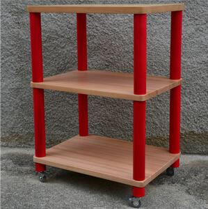 Wooden Kitchen Trolley with Solid Shelves 50x70xh100 Mahogany Coloured Wood and Solid Shelves