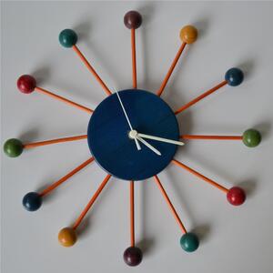 Linden Wood BALL CLOCK Wall Clock 42x42cm Each Ray Equals an Hour Multicolour