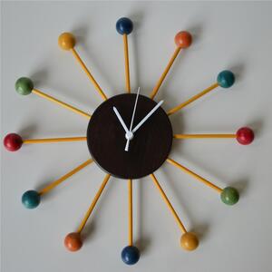 Linden Wood WALL CLOCK BALL CLOCK 42x42cm Each Ray Equals One Hour Wengh� Multicolor