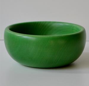 Hand-turned Wooden Salad Bowl � 14xh6 cm Painted with Green Water-based Paints for Ice Cream Bowl