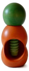 Hand-Turned Linden Wood Rompinoce SFERA Nutcracker 5.5xh12 cm Bicolour Orange Green