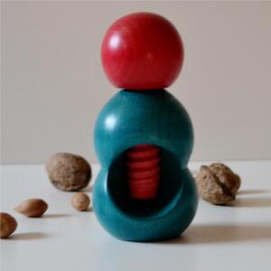 Hand-Turned Lime Wood Rompinoce SFERA Nutcracker 5.5xh12 cm Bicolour Blue Red