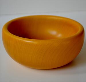 Hand-turned Wooden Salad Bowl � 14xh6 cm Painted with Water-based Yellow Paint - Gelato Dessert Cup