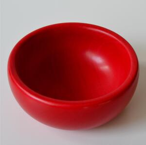 Hand-Turned Wooden Salad Bowl Ice Cream Cup, Red Water-Based Paint, � 14xh6 cm