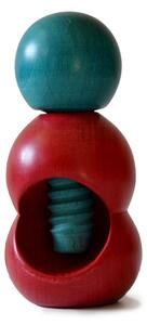 Hand-Turned Lime Wood Rompinoce SFERA Nutcracker 5.5xh12 cm Bicolour Red Blue