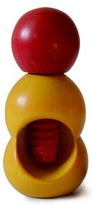 Hand-turned Linden Wood Sphere Nutcracker 5.5xh12 cm Bicolour Yellow Red