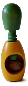 Hand-Turned OLIVA Lime Wood Nutcracker 5.5xh12.5 cm Bicolour Yellow Green
