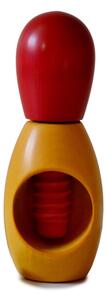 Hand-turned OLIVA Linden Wood Nutcracker 5.5xh12.5 cm Bicolor Orange Red