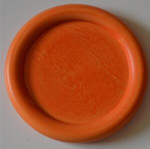 Hand-Turned Lime Wood Coaster, 13xh1.5 cm, Can Also Be Used as a Bread Plate, Orange Colour