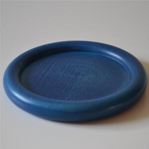 Hand-Turned Lime Wood Coaster 13xh1.5 cm, Can Also Be Used as a Bread Plate, Blue Colour