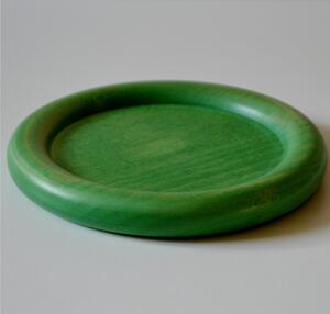 Hand-Turned Lime Wood Coaster 13xh1.5 cm, Can Also Be Used as a Bread Plate, Green Colour