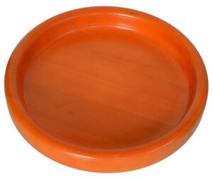 Hand-Turned Solid Wood Bowl Big � 42xh 6 cm for Fruit Bowl or Tray, Orange Colour - baslotto
