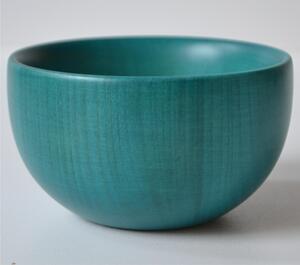 Hand-Turned Solid Wood Bowl � 10xh 06 cm for Fruit Salad, Ice Cream, Crudites, Appetisers Blue