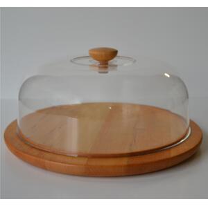 Alder Wood Cake Stand Exclusively Oiled �37x17h cm with Methacrylate Dome