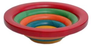Arena Multicolor Fruit Bowl Centrepiece Salad Bowl Diameter 30xh 10 cm with Alder Wood, Each Ring Individually Hand-Turned, Multicolour Red Wood Colour