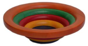 Arena Multicolor Fruit Bowl Centerpiece Diameter 30xh 10 cm with Alder Wood, Each Ring Individually Hand-Turned, Multicolor Orange Wood Colour