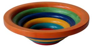 Centre Piece Fruit Bowl, Salad Bowl ARENA � 34xh 11.5 cm with Solid Linden Wood, Each Ring Individually Hand-Turned and Multicoloured