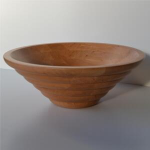 Centrepiece Fruit Bowl, Salad Bowl ALVEARE BIG Diameter 34xh 12 cm with Alder Wood, Each Ring Individually Hand-Turned Natural Wood Colour