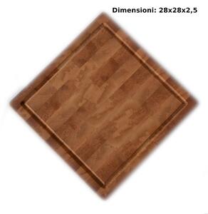 Square Alder Wood Chopping Board with Tassellated Workmanship 28x28xh2.5 cm Suitable for Elegantly Cutting and Serving: Roasts, Cold Cuts