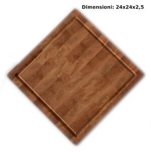Square Alder Wood Chopping Board with Dovetail Workmanship 24x24xh2.5 cm Suitable for Elegantly Cutting and Serving: Roasts, Cold Cuts