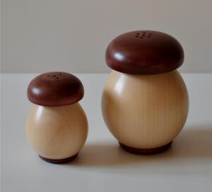Mahogany Wood Salt and Pepper Set, Diameter 7.5xh9.7 cm - Salt Diameter 5.3xh7 cm with Natural Wood Base and Mahogany Lid