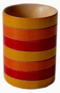 Wooden Pencil Holder, Turned Wood Cylinder 8.2xh11 cm Yellow Orange Red