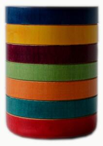 Multicolour Wooden Turned Cylindrical Pen and Pencil Holder, Diameter 8.2 x H11 cm