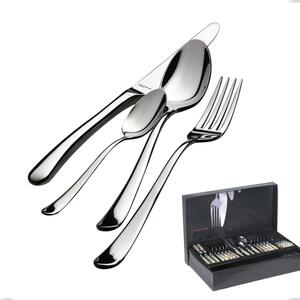 49-Piece Settimocielo Lucido Bugatti Cutlery Set in Gallery Box, Polished 18.10 Chrome Steel, 4 mm Thickness