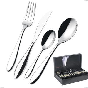 Cutlery set 49 pieces in gallery box Fresco Bugatti, 18.10 polished chrome steel, 13 mm thickness