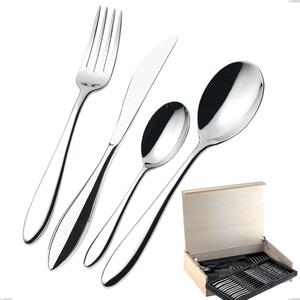 Madeira Case 75 Pieces Fresco Bugatti Cutlery, 18.10 Polished Chrome Steel, 13 mm Thickness