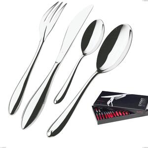 24-Piece Cutlery Set in Box Gallery Venezia Bugatti, 18.10 Polished Chrome Steel, 12 mm Thickness