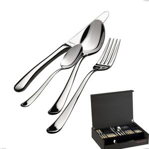 50-piece cutlery set in wenge wood case Settimocielo lucido bugatti, 18.10 polished chrome steel, 4 mm thickness