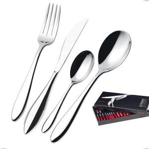 24 Piece Cutlery Set in Box Gallery Fresco Bugatti, 18.10 Stainless Steel Polished Chrome, 13 mm Thickness