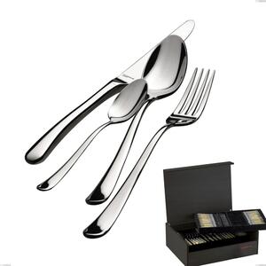 75 Piece Cutlery Set in Wenge Wood Case Settimocielo Lucido Bugatti, 18.10 Polished Chrome Steel, 4 mm Thickness